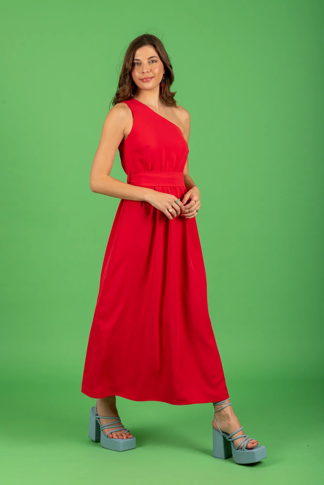 Layla One-Shoulder Dress (coral)