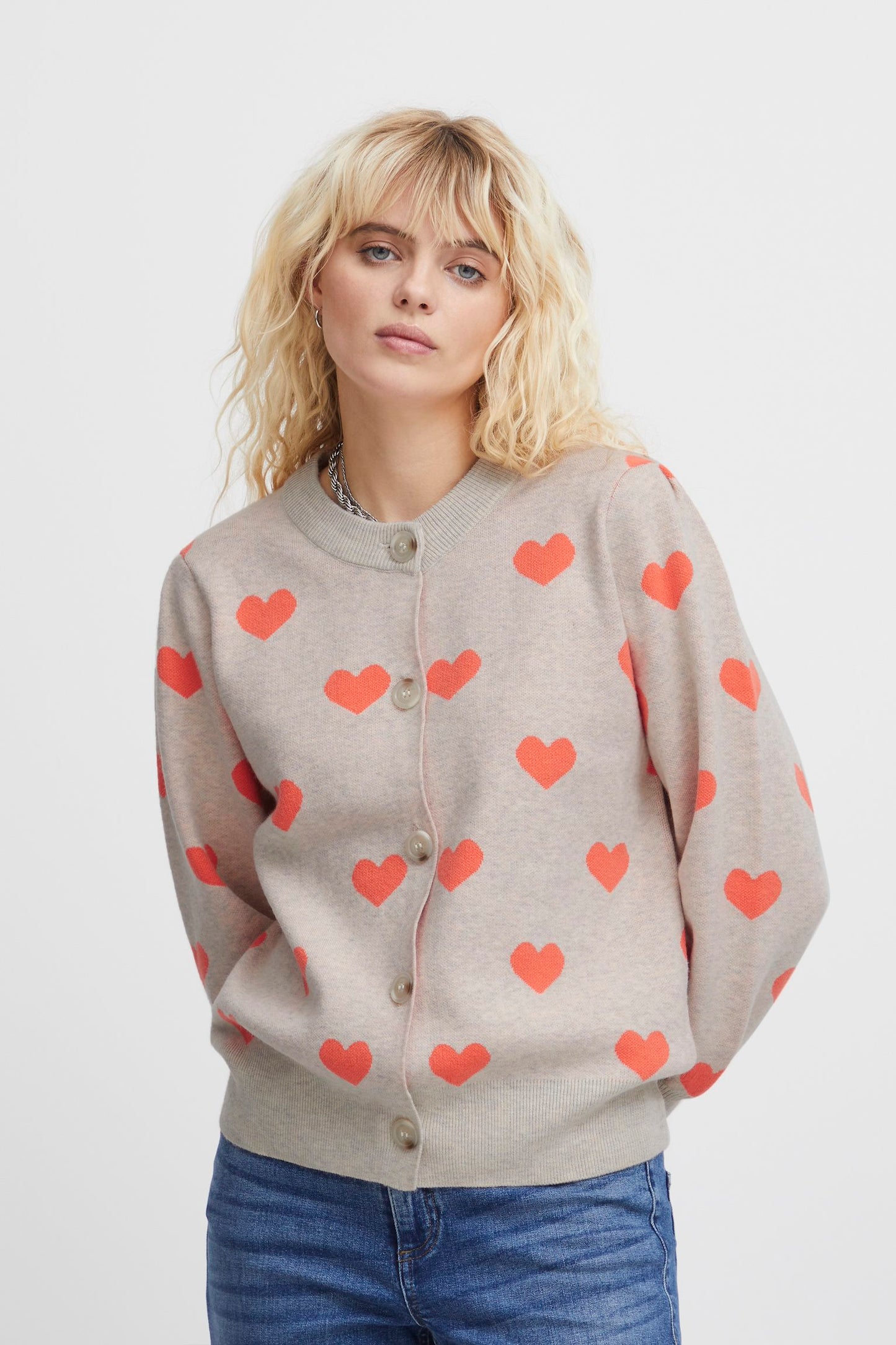 Knitted Cardigan (oatmeal hearts)