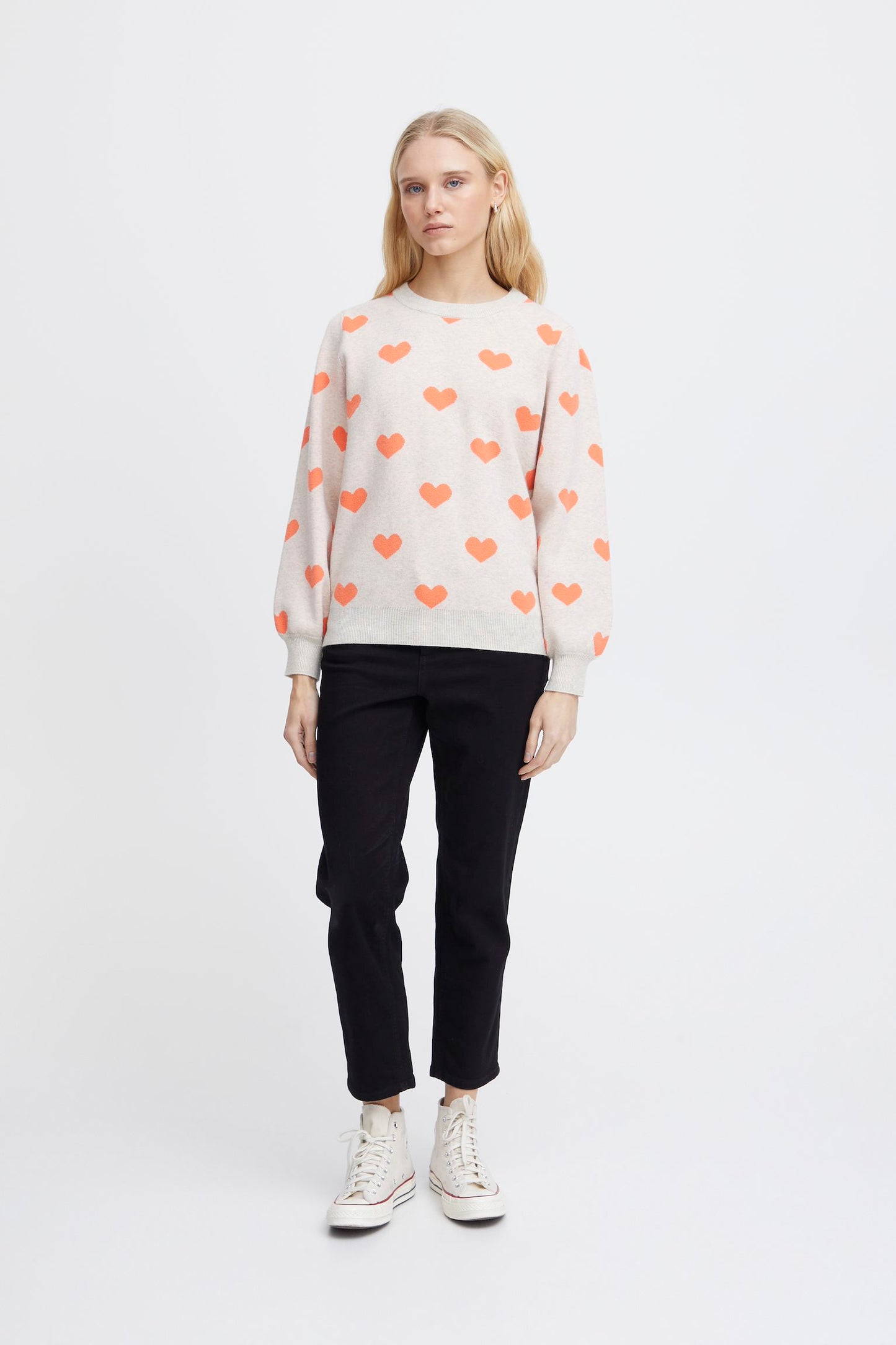 Knitted Pullover (oatmeal hearts)
