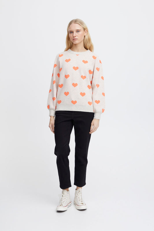 Knitted Pullover (oatmeal hearts)