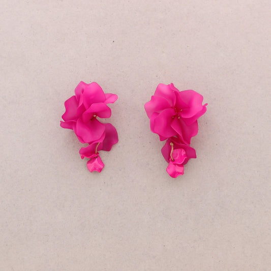 Petals Resin Earrings (fuchsia)
