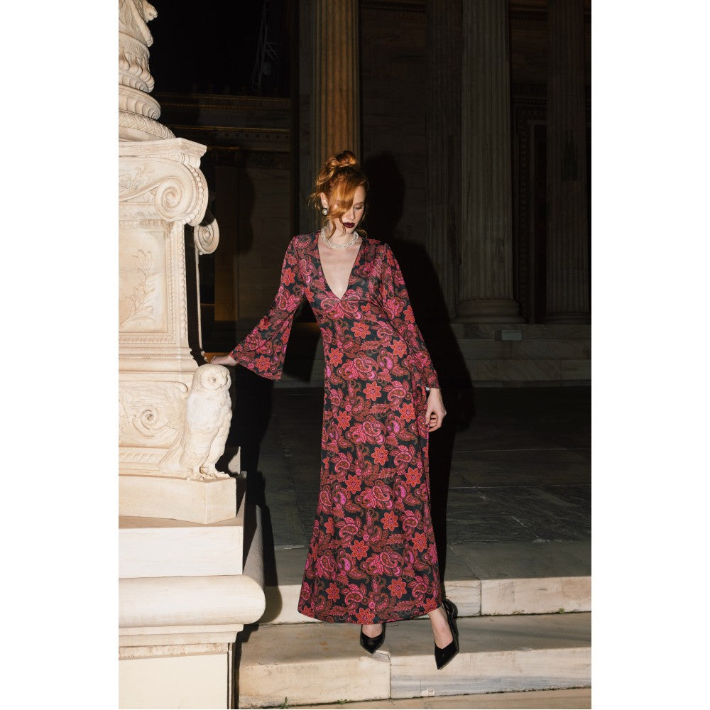 Serra Long Dress (Red Roses)