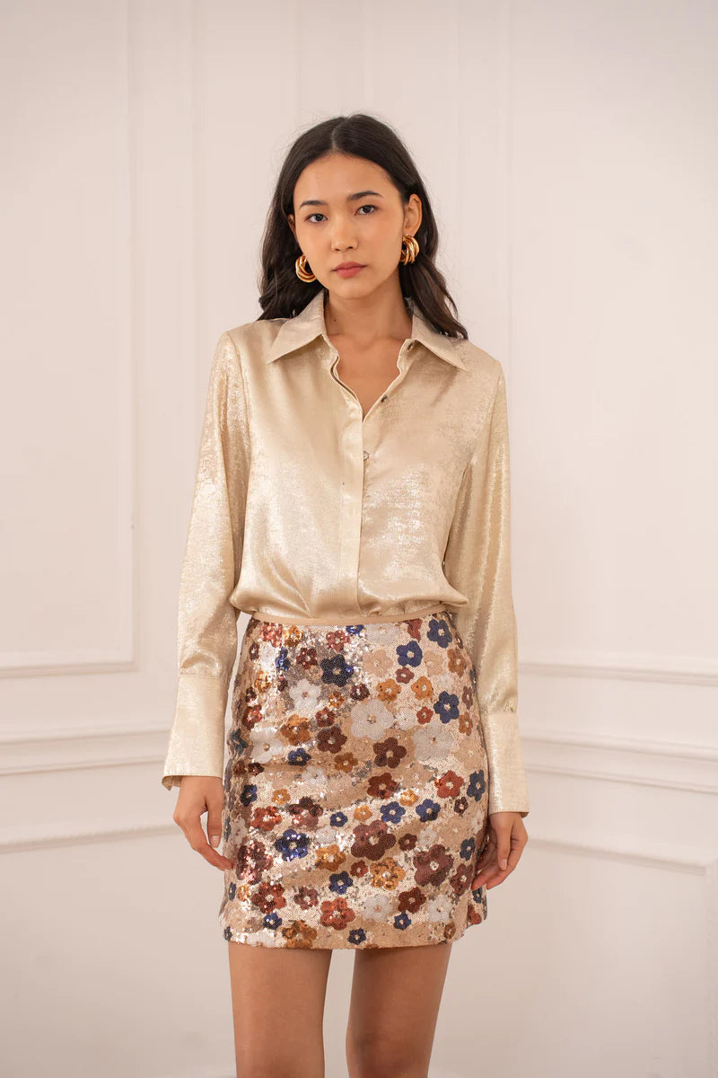Sequinned Short Skirt (floral)