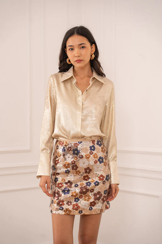 Sequinned Short Skirt (floral)