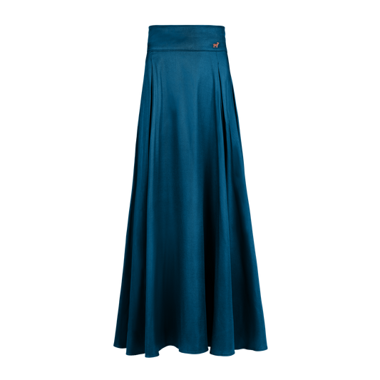 Pleated Long Skirt (Petrol)