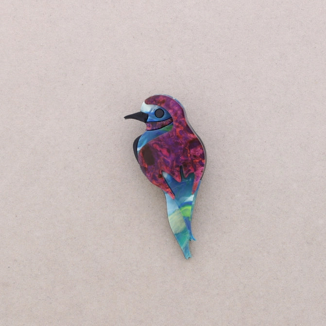 Tropical Bird Resin Brooch (magenta)