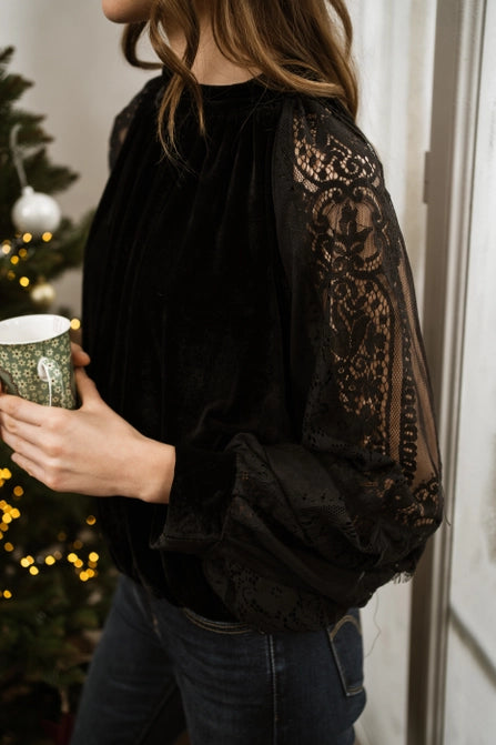 Velvet & Lace Blouse (black)