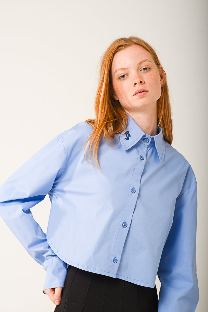 Jessica Cropped Shirt (light blue)