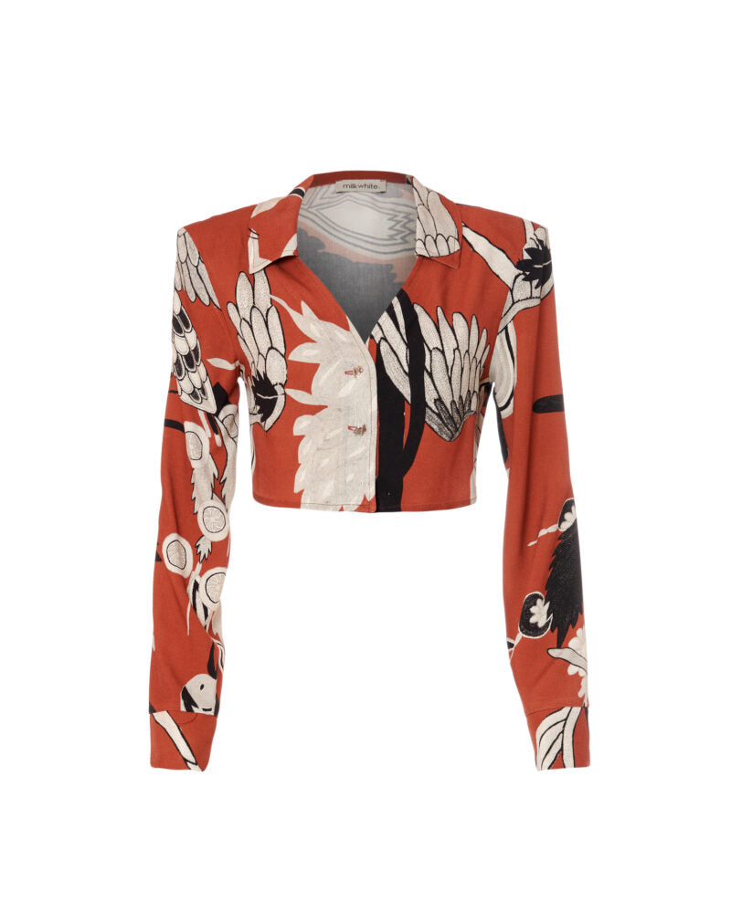 Cropped Printed Top (terracotta)