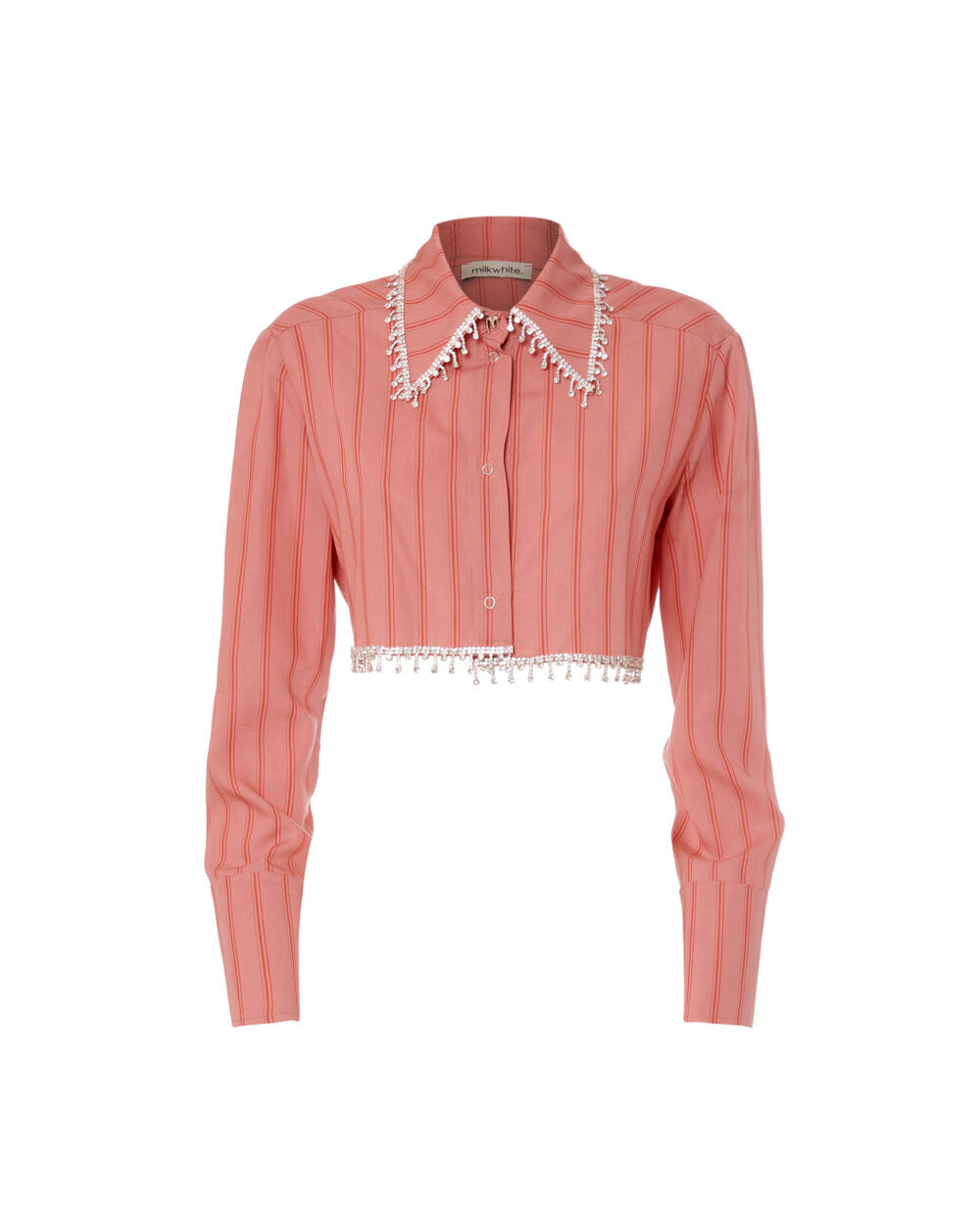 Cropped Shirt w/ Crystals (salmon)