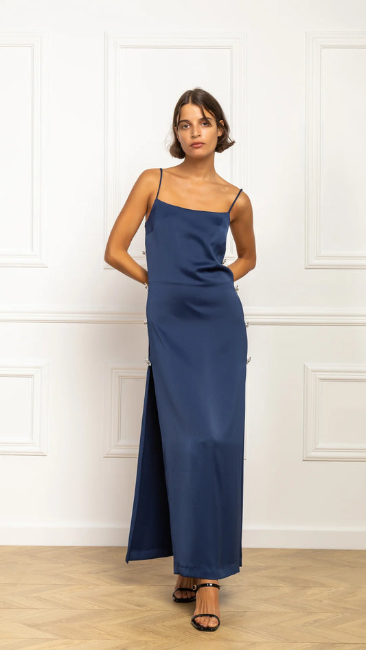 Odysee Silk Maxi Dress (blue)