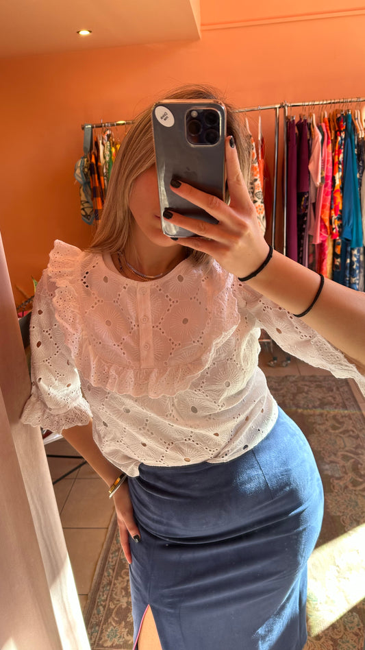 Lace Ruffled Top (white)